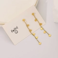 Orecchini pendenti a cuore dorati con nappe lunghe e design a catena minimalista - Stud orecchini / Oro