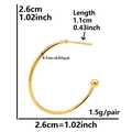 Detailed size specifications for 18K gold plated stainless steel C-shape hoop earrings - D131-Gold C-shaped Ball Hoop Earring / Gold