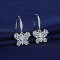 Sparkling S925 silver butterfly drop earrings with cubic zirconia on blue velvet - A Pair Of Platinum-gold Leds-160