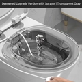 Transparent gray sitz bath basin for toilet with deepened design and white water flusher - [PET] Transparent Grey + Hook + Flusher
