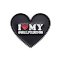 Spilla a cuore in smalto con scritta 'I Love My Girlfriend' e cuore rosso su fondo nero - Stile Cuore Fidanzata (XZ9274)