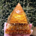 Orgone crystal pyramid with citrine stones and copper spiral in 8cm acrylic casing - 8cm / White Crystal Sphere Triple Spiral