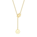 Gold stainless steel Y-shaped necklace featuring a hollow paw print pendant for women - Paw Print Design
