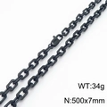 Black stainless steel O-chain necklace with 500x7mm dimensions and 34g weight - Necklace / Black