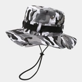 Detail of camouflage boonie hat featuring metal ventilation eyelets and adjustable chin cord - M (56-58cm) / White Grey Black Digital Camouflage (10#)