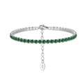 S925 sterling silver tennis bracelet with emerald green zircon stones and adjustable chain - Machine-made Tennis Chain 3mm Green Zirconium Electroplated White Gold Approx. 4.79g.