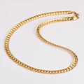 Polished golden stainless steel Cuban link necklace featuring a durable lobster clasp - 8.4mm*60cm / Gold