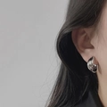 Minimalist multi-layered circular silver earrings with high-polish metallic finish - Silver Triple Hoop Earrings