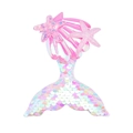 Pink sequin mermaid tail hair clip for girls with shimmering shells and starfish charms - Pink Multicolor