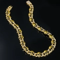 Herren Punk Goldene Totenkopf Halskette mit klaren Kristallen und schwarzen Steinen - 45cm Halskette / Gold