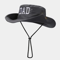 Black outdoor sun hat with DAD embroidery and windproof cord for hiking and sports - Gray