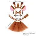 Giraffe costume set with headband, bowtie, tail and tutu skirt for Halloween party dressing - 4pcs Set (Headband+Bowtie+Tail+Brown Tutu) / Khaki Giraffe