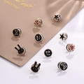 Mini 10-piece black enamel brooch pin set with butterfly and floral designs - Rose Mixed Style