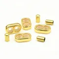Adjustable gold metal wire rope toggle fasteners and end caps set for DIY bracelets - 2mm / 8-shaped Clasp