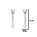 Detailed view of silver cupid arrow stud earrings with 12mm height and 4mm width dimensions - 426 Arrow / Steel