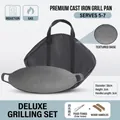 36cm Korean BBQ grill pan set with carry bag, food tongs and wooden handles for camping - 36cm Universal Model + Dedicated Bag + Clip + Handle