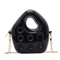 Glossy black mini jelly bag with irregular 3D design and elegant gold chain strap - Black