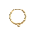 Minimalistische goldene Edelstahl-Ohrreifen mit abnehmbaren doppelten Ringanhängern - Gold Doppelring-Stil (KE106131-Z)