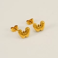 Minimalist 18K gold plated titanium steel earring in W letter shape with a polished finish - Letter W