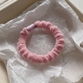 Soft pink velvet scrunchie with lavender buckle detail in a premium gift box - Pink