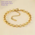 Classic 18K gold plated stainless steel 6mm Rolo chain bracelet with lobster clasp - Pearl Link Chain