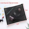 Medium size nylon mesh makeup bag in black, 21x16cm portable cosmetic storage pouch - 07 Flat Medium Storage Bag (Encrypted Fine Mesh) (Black)