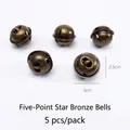 Five-piece pack of bronze star-shaped metal bells for pet collars and DIY floral crafts - 3cm Five-Star Hollow (5 Pcs/Pack) / Bronze