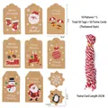 50er Set Weihnachtsanhänger aus Kraftpapier mit 10 Motiven und Baumwollschnüren - Stil C (10 Muster) / 50 Anhänger + 50 Baumwollseile