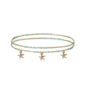 Détail de la chaîne de taille perlée à double rangée avec étoiles de mer dorées et perles - #12 Style Étoile de Mer Dorée