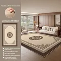 New Chinese style rug in beige and brown with traditional window lattice patterns - 140*200cm / Jin Window
