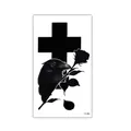 Waterproof temporary tattoo K-402 featuring flowers and letters, size 60x105mm - K-402 Cross Crow Rose