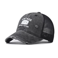 Casquette trucker vintage 1974 avec maille respirante et détails usés de style rétro - Noir