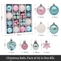 Detail of 42pcs Christmas ball set with pink, blue and white ornaments in various sizes - Blue White Pink (42 Pcs)