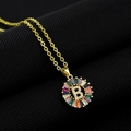 Gold plated necklace with letter B pendant featuring multi-color stones and zircon - Gold Plated Rainbow Zirconia Letter B