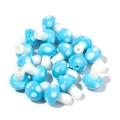 Blue glass mushroom beads with white polka dots for DIY handmade jewelry crafts - Solid Blue