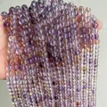 Polished purple and yellow super seven crystal round beads for DIY jewelry making - Purple-Yellow K9 Synthetic Beads