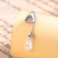 Silver kitten ear cartilage stud with pink crystals and teardrop pendant on vintage paper - Pink Zirconia Single / Pink + White (Right)