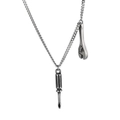 Silver mini tool pendant necklace featuring a metal wrench and screwdriver on Y-chain - Wrench & Screwdriver Combo (KN226469-Z) / Steel
