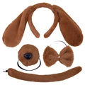 Braunes Dalmatiner-Cosplay-Set aus Plüsch mit Stirnband, Nase, Fliege und Schwanz - Dalmatiner Braun 4-Teiliges Set