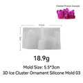 Moule en silicone pour cristal de résine avec dimensions 5.5x3cm et exemple fini - Style 3 Grappe de Cristal