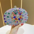 Luxurious silver rhinestone evening bag with colorful sunflower gemstone design - Silver Base Colorful Zircon