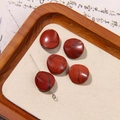 Flat oval red natural stone beads with black texture for DIY jewelry making - Red with Black Texture Flat Oval Style (038号)