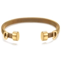 Gold-tone 6mm braided mesh cable wire open cuff bracelet with polished CD letter ends - Gold