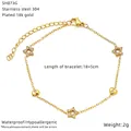 Detail view of 18K gold plated stainless steel bracelet showing adjustable link chain - Gold Star and Heart Combination Style (SH873G)