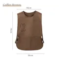 Coffee brown waterproof kitchen apron with cute rabbit pattern and size dimensions - One Size / Coffee Brown-Vest Apron-No Wiping