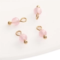 Pink faceted natural stone beads with gold plated loops for DIY jewelry making sets - Pink Cat's Eye