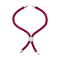 Red braided rope bracelet with a silver tree of life charm and adjustable slider - Bracelet: 31