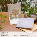 3D pop-up floral greeting card set with pink flowers and brown envelope on wood - HK8017-Style F