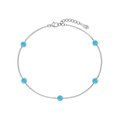 S925 sterling silver Mobius bracelet with five blue opal round pendants and extension chain - Opal Thin Chain Style (DY150324) / Silver Blue