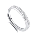 S925 sterling silver Mobius ring with sparkling zircons and adjustable open band - FDJZ-153-Women's